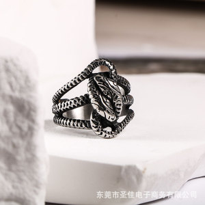 Snake Pattern Titanium Steel <b>Ring</b> <b>Men</b> Punk Style Fashion Jewelry Gift SA492 - Product Image 2