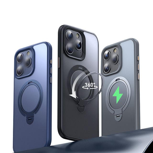 New Design Armor Kickstand Case for iPhone 16 Pro Max Double Metal Ring Magnetic Stand Case for iPhone 16 Case 15 Pro Max Cover