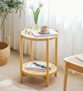 Hiện đại đơn giản Vòng Kính Máy tính để bàn Bàn trà sang trọng bàn nhỏ cho phòng khách làm bằng tre và kim loại - Product Image 1