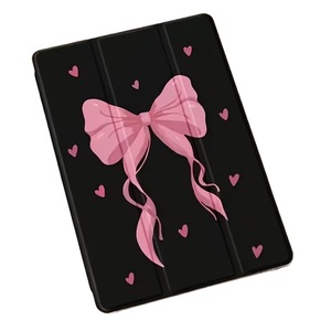 Étui pour iPad Air 4e/5e génération 10,5 pouces avec fond noir, cœur rose, grand nœud, support pliable en trois parties et emplacement pour stylet, fabriqué en Chine - Product Image 5