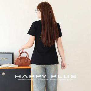 Camiseta Negra con Lazo para Mujer Talla Grande Runqi, Manga Corta, Tejida, Color Sólido, con Etiqueta N8961 - Product Image 3