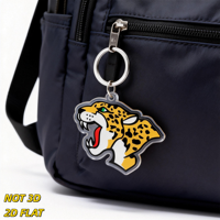Porte-clés en acrylique avec motif léopard, porte-clés léger et original, forme de carte, unisexe