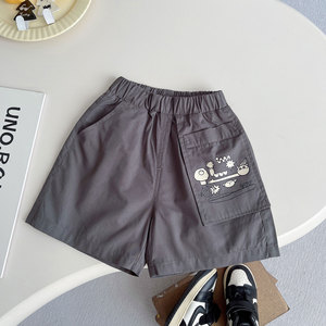 Completo Estivo 2026 per <span class=keywords><strong>Bambino</strong></span>: Camicia con Stampa Hello e Scritta + Pantaloncini Grigi, Set 2 Pezzi - Product Image 5