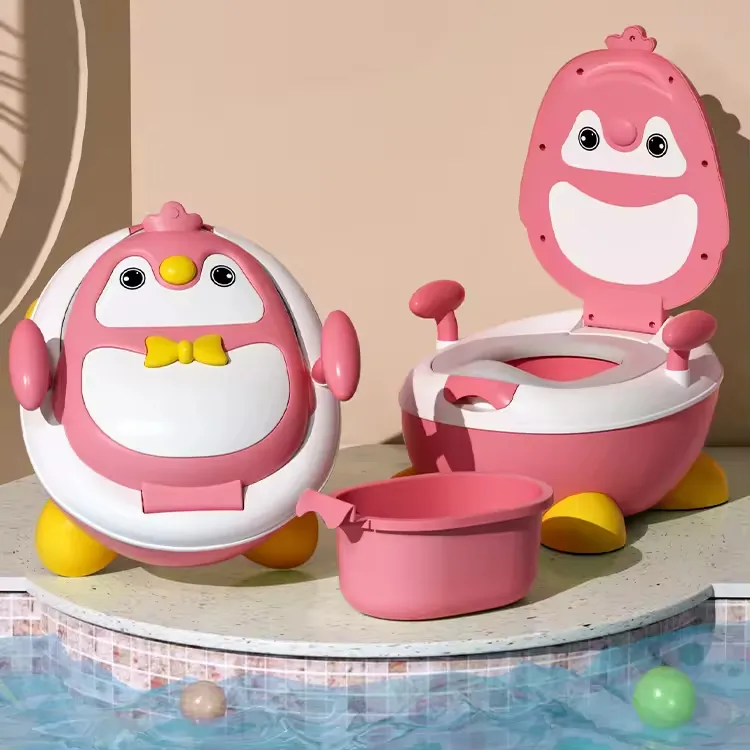 Cartone animato pinguino bambini portatili formazione bambino vasino WC morbido sedile per bambini da viaggio orinatoi all'aperto