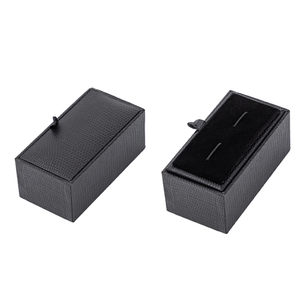 Mancuernillas Clásicas Negras Cuadradas de Dos Bandas para Hombre, Listas para Enviar, Caja Rectangular de Joyería, Estilo Simple para un Look Elegante - Product Image 1