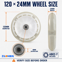 Roues de remplacement pour chariot enfant en PU, sans batterie, roulement ABEC-7, 120x24mm, induction magnétique, silencieuses, OEM