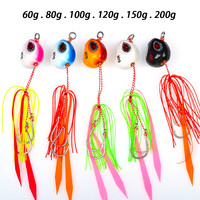 Offres Spéciales 60g 80g 100g 120g 150g 200 gLeurre de pêche en eau salée Jigging Metal Jig lead Head Leurre avec jupe en caoutchouc