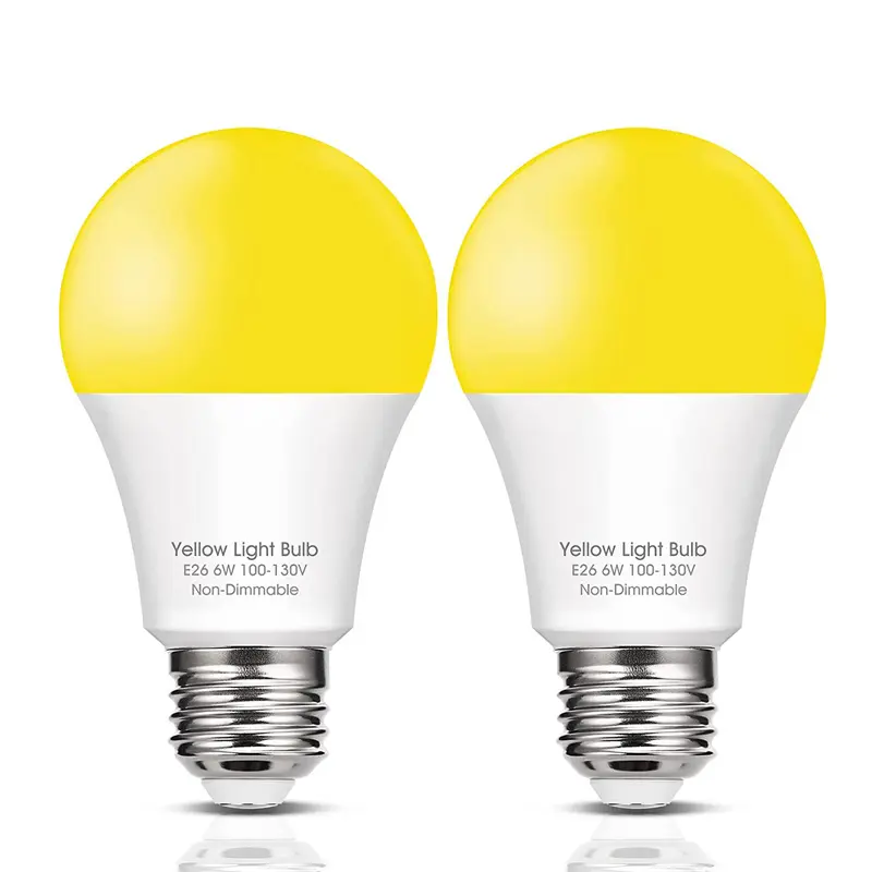 LED Bug Light Bulbs, Yellow Light Bulb 60 Watt Equivalent, A19 Outdoor Porch Lights Amber Yellow 2000K, 9W E26 E27 LED Bulb