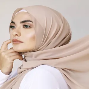 En gros 86 Couleurs Musulman Plaine Hijab Premium Lourd En Mousseline De Soie Écharpe Wrap Solide Châles Bandeau Islamique Foulard Femme