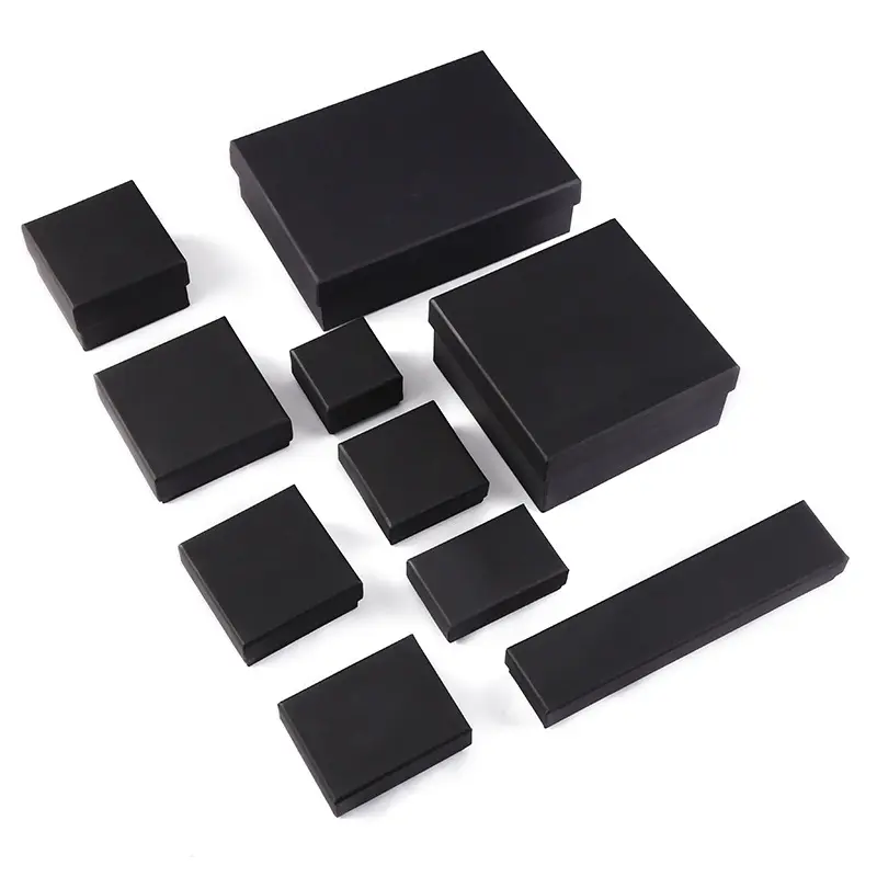 ที่กำหนดเองสแควร์ฟองน้ำ Padding กระดาษแข็งสีดำจำนวนมากจี้ต่างหูเครื่องประดับกระดาษคราฟท์กล่องของขวัญสำหรับสร้อยคอแหวนของขวัญ