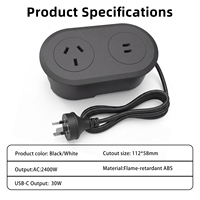 Prise de courant encastrée pour bureau, 1 prise AC, 2 ports USB C, chargeur 30W pour bureaux et postes de travail