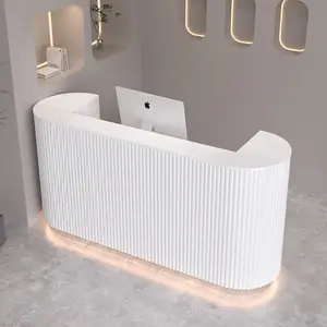 Escritorio de recepción moderno, salón de belleza con mostrador de caja, mesa de recepción blanca barata para escritorio de oficina