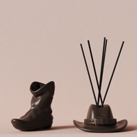 C & H Décoration intérieure personnalisée Spot Cowboy Boot Hat Bougie en céramique Diffuseur de pot Navire