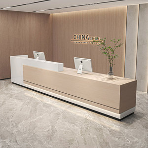 Corner Mounted Front <b>Desk</b> Right Angle Lobby Reception for <b>Small</b> Corner Lobby Space - Product Image 1