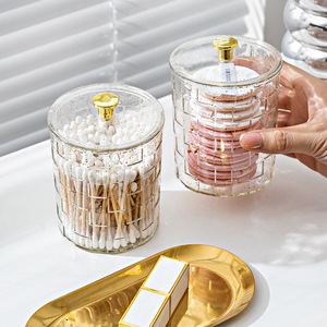 Boîte de rangement ronde pour cotons-tiges, support de luxe pour pinceaux cosmétiques, boîte de rangement à couvercle pour tampons de coton, support de stylos de bureau, vente en gros. - Product Image 2