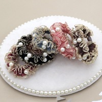 2025 nouveau Style souple personnalisable perle dentelle cheveux cravates Double couche haute élastique Textile nouveau doux quotidien chouchou accessoires