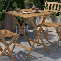 Table de patio pliante en bois massif DU'S, table de jardin carrée portable, mobilier d'extérieur