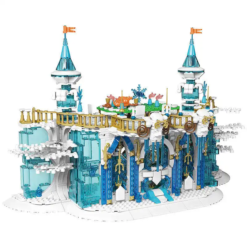 Kalıp kral 11010 MOC saray buz kale modeli kızlar için DIY tuğla kitleri eğitici oyuncaklar noel yapı taşları setleri