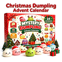 Calendrier de l'Avent Squishy en forme de Boulette de Noël, Design Créatif en TPR, Ensemble de 24 Jouets Sensoriels Mignons et Souples à Presser, Surprise de Noël