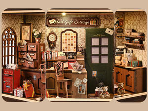 <strong>Post</strong> <strong>Office</strong> Studio Wooden DIY <strong>Toy</strong> Cabin Model House 3D Stereoscopic Puzzle Book Stand Handmade Assembled Building Blocks - Product Image 6