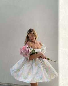 กระโปรงผ้าโปร่ง Tutu พิมพ์ลายดอกไม้หรูหรา,เดรสเจ้าหญิงมินิเดรสแขนกุดลายดอกไม้สีชมพูสำหรับสาวๆที่ได้รับความนิยมในอินสตาแกรมปี2022 - Product Image 2