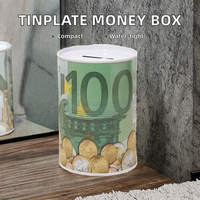 Tirelire cylindrique créative en fer blanc, motif Euro et Dollar, 1 pièce, pour la maison, décoration intérieure