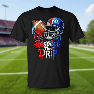 T-shirt de football Respect The Drip pour homme, noir, avec motif graphique, design sportif - Product Image 3