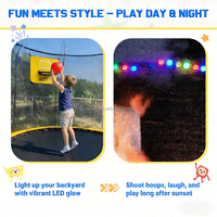 Trampolín Zoshine para Exteriores con Red Protectora y Luces LED, Tamaños de 8 a 16 Pies, Duradero y Seguro para Uso en el Hogar y Jardín