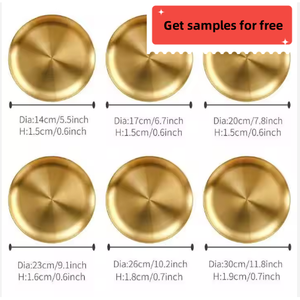 صينية تقديم ذهبية معدنية من الفولاذ المقاوم للصدأ بتصميم كوري دائري، طبق عشاء ديكوري - Product Image 2