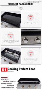 Barbecue à gaz commercial d'intérieur, <span class=keywords><strong>plancha</strong></span> plate, 3 brûleurs, revêtement en poudre métallique - Product Image 3