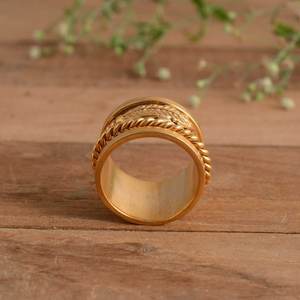 Anillo Giratorio Hecho a Mano con Bisel de Latón Chapado en Oro de 14K, Diseño de Hoja, Joyería Moderna Unisex para Meditación y Alivio de la Ansiedad - Product Image 2