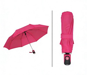 ร่มพับกึ่งอัตโนมัติ สีชมพูสด ป้องกันลม พกพาสะดวก สำหรับผู้หญิง - Product Image 1
