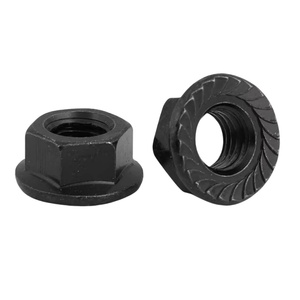 Tuerca de seguridad hexagonal de acero con óxido negro DIN6923 M6 M8 M10 con brida dentada, tuerca de seguridad hexagonal de acero al carbono con brida dentada y zincado negro - Product Image 2
