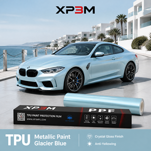 XP3M Metallic Glacier Blue OEM Gloss TPU Color PPF Car <b>Wrap</b> <b>Vinyl</b> 7.5 Mil Self Healing Anti Scratch Anti Yellowing 1.52x15m Roll - Product Image 1