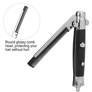 Peigne de coiffure vintage classique en métal pour homme, avec design papillon pliable, idéal pour les barbiers - Product Image 6