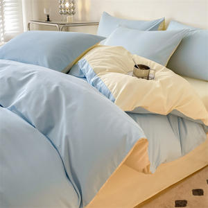 उच्च गुणवत्ता वाले अनुकूलन बुना हुआ कपास बिस्तर शीट सादा रंग सेट 4-टुकड़ा घर और होटल के उपयोग के लिए सभी मौसम सरल शैली - Product Image 1