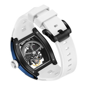 Reloj Mecánico Automático de Pulsera MEGIR JC-9-198G-6, Diseño Rectangular, Tourbillon, Esqueleto, Luminoso, Correa de Silicona, Deportivo, Resistente al Agua - Product Image 3