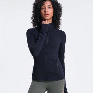Women's Elastic Zipper Running Fitness Long Sleeves <b>Yoga</b> <b>Jacket</b> - Product Image 3