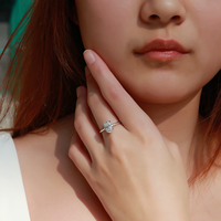 Bague de promesse solitaire en argent sterling S925 avec moissanite ovale de 2,5 carats et 4 griffes pour femme