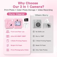Sonida Kendi Kendine Baskı Yapan Termal 1080P 48M CMOS Sensörlü TF Kartlı Mini Çocuklar İçin Anında Fotoğraf Çekme Özellikli Kamera, 2.4" Ekran ve 16X Zoom ile