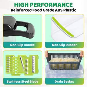 Coupe-fruits et légumes manuel tout-en-un 12 en 1, hachoir à légumes, accessoires de cuisine durables, coupe-légumes - Product Image 3