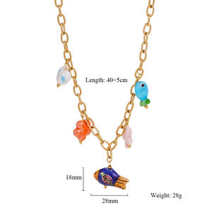 Nuova moda Ocean Wind catena in acciaio inox Cross Border bella collana con ciondolo in smalto di pesce con ciondolo graffetta collana Unisex - Product Image 6
