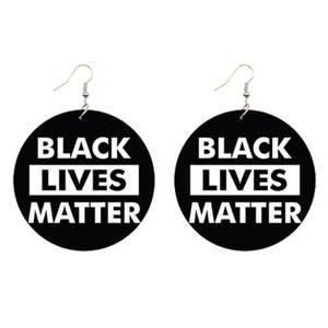 <span class=keywords><strong>Pendientes</strong></span> de aro de madera de 6cm, <span class=keywords><strong>pendientes</strong></span> con pintura al óleo africana, black lives matter, fabricante de china, venta al por mayor - Product Image 2