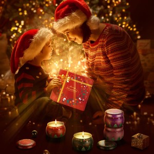 Bougie <span class=keywords><strong>en</strong></span> cire de soja longue durée pour Noël 2026, parfum lavande, biscuit, <span class=keywords><strong>sapin</strong></span> et pomme cannelle - Product Image 6