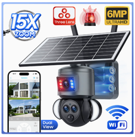 Caméra de sécurité domestique UBOX WiFi 4G transfrontalière à 3 objectifs avec zoom 15x, caméra extérieure sans fil AI infrarouge à liaison bullet et sphérique