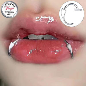 Anneaux Labret Freya en Acier Inoxydable, Forme de Crocs, Argenté, pour Filles, Bijoux de Corps Non Perçants, Style Punk, Bijoux de Créateur Tendance - Product Image 1