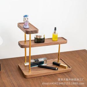 Black walnut solid wood <b>desktop</b> <b>shelf</b>, multi-layer storage rack, <b>desktop</b> key tray, entryway/front door <b>shelf</b> - Product Image 3
