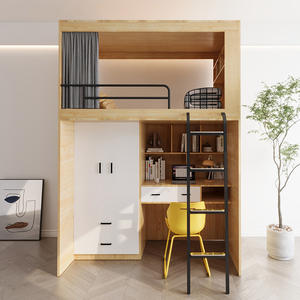 Litera de Metal de diseño moderno para estudiantes, apartamento, casa de huéspedes, empleado, Hostal <span class=keywords><strong>juvenil</strong></span>, dormitorio, <span class=keywords><strong>cama</strong></span> <span class=keywords><strong>con</strong></span> <span class=keywords><strong>escritorio</strong></span> - Product Image 4