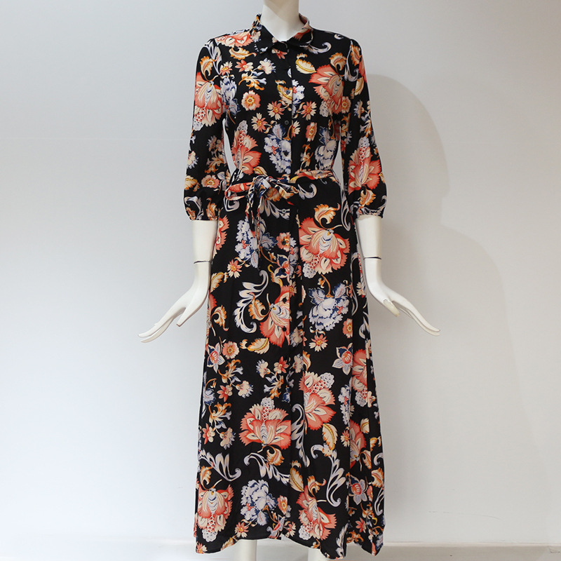 chinese dress ladies Marvelous And Outclass Floral Print Dress,Vintage A-line Long Prom Dre –  Simplepromdress main image 0
