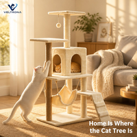 Arbre à chat multi-niveaux avec hamac et condo, griffoir en sisal, tour à chat en peluche pour chats d'intérieur